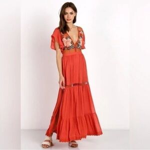 Cleobella Red Floral Maxi Dress